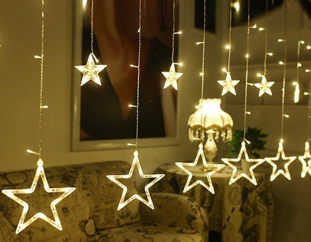 220V EU Plug LED Star Light Christmas lights Indoor/Outdoor Decorative Love Curtains Lamp For Holiday Wedding Party lighting