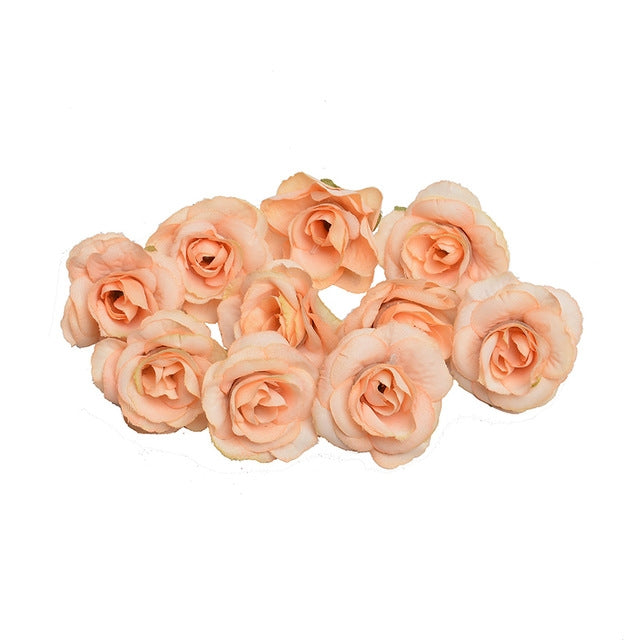 10 Sets 4cm Artificial Flower Silk Rose Flower Head for Wedding Party Home Decoration