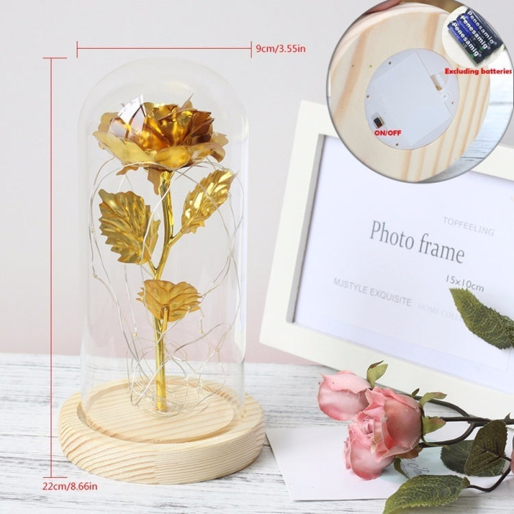 Simulation Roses Lights Glass Cover Decorations Crafts Valentines Day Gifts