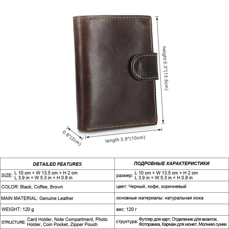 Vintage Men Wallet Genuine Leather Short Wallets Male Multifunctional Cowhide Male Purse Coin Pocket Photo Card Holder