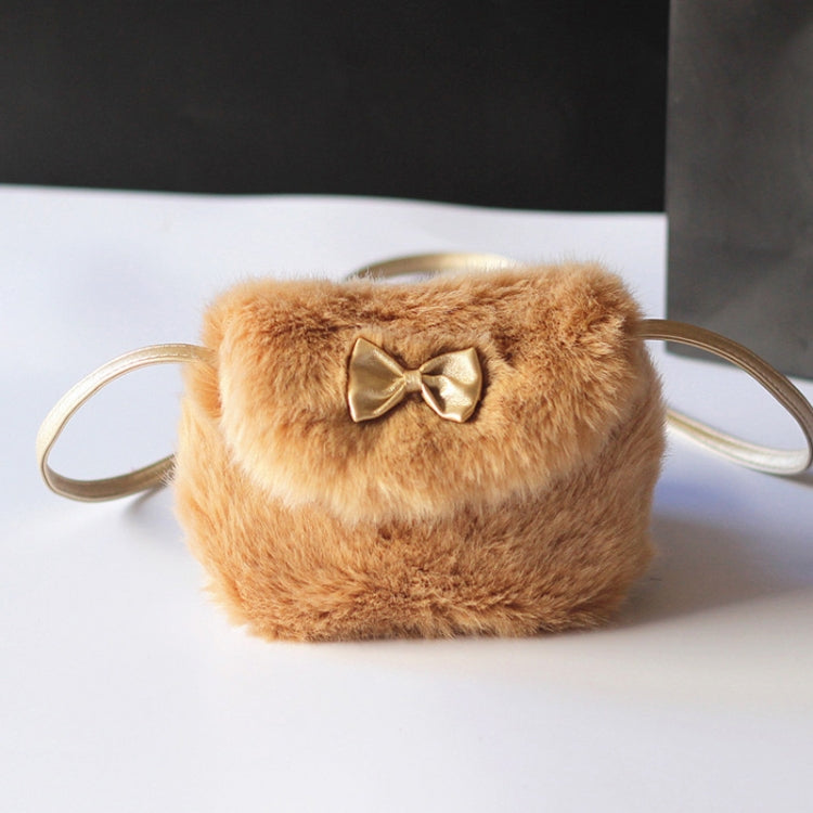 Cute Princess Girl Mini Cross body Bag Fashion Bowknot Imitation Fur Shoulder Messenger Bag Purse