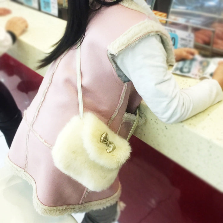 Cute Princess Girl Mini Cross body Bag Fashion Bowknot Imitation Fur Shoulder Messenger Bag Purse