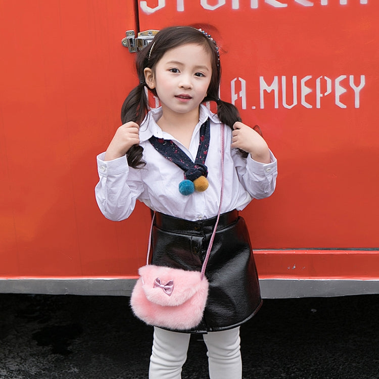 Cute Princess Girl Mini Cross body Bag Fashion Bowknot Imitation Fur Shoulder Messenger Bag Purse