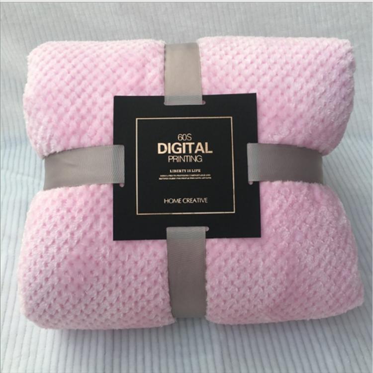 Thicken Solid Color Mesh Pineapple Flannel Blanket Coral Fleece Air Conditioning Sofa Cover Winter Warm Sheets Easy Wash Faux Fur Blankets