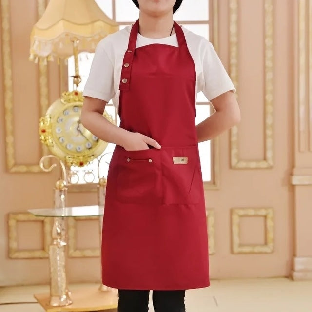Pure Color Cooking Kitchen Apron For Woman Men Chef Waiter Cafe Shop BBQ Hairdresser Aprons