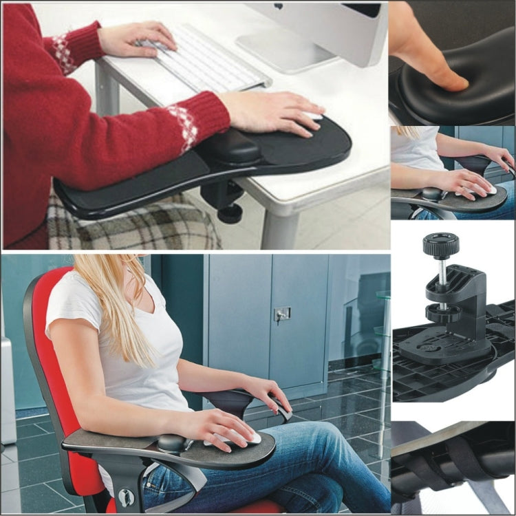 Rotation Computer Desktop Laptop Mouse Tray Elbow Pad Wrist Rest Plate Support Install on Desk and Chair