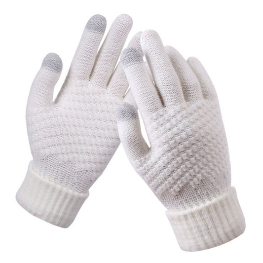 Winter Touch Screen Gloves Women Men Warm Stretch Knit Mittens Imitation Wool Thicken Full Finger Gloves