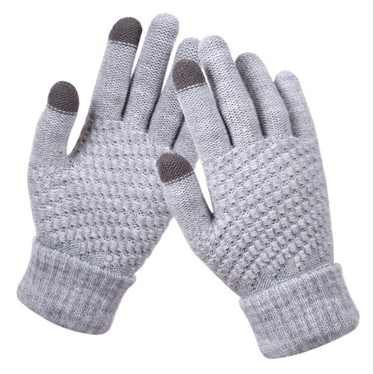 Winter Touch Screen Gloves Women Men Warm Stretch Knit Mittens Imitation Wool Thicken Full Finger Gloves