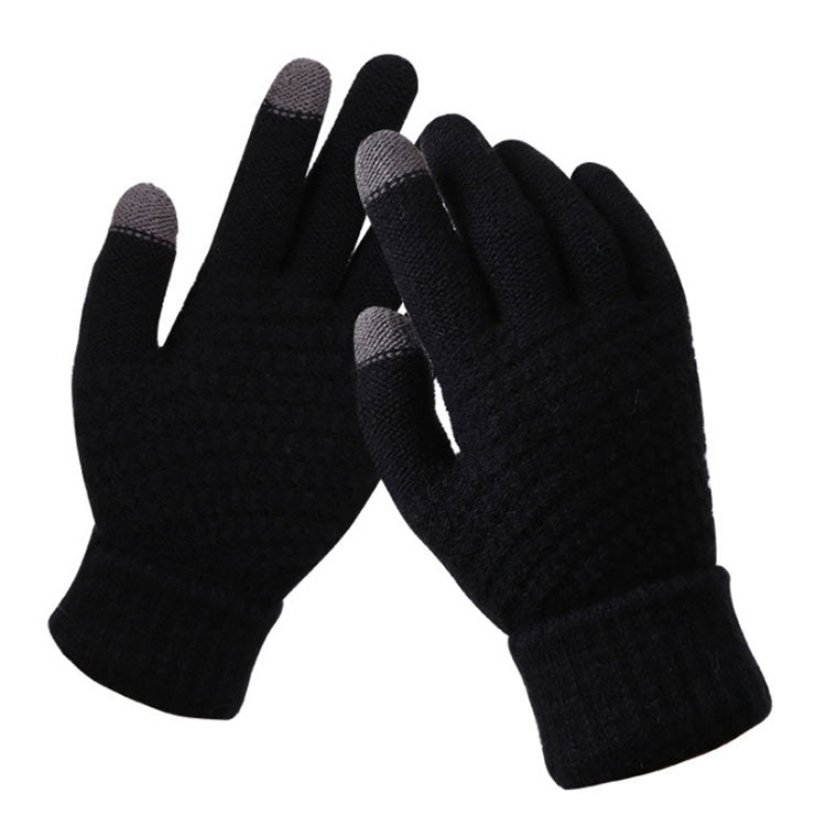 Winter Touch Screen Gloves Women Men Warm Stretch Knit Mittens Imitation Wool Thicken Full Finger Gloves