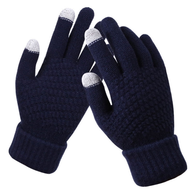 Winter Touch Screen Gloves Women Men Warm Stretch Knit Mittens Imitation Wool Thicken Full Finger Gloves