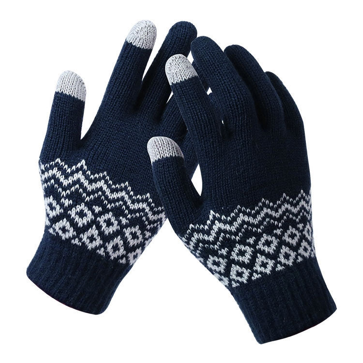 Winter Touch Screen Gloves Women Men Warm Stretch Knit Mittens Imitation Wool Thicken Full Finger Gloves
