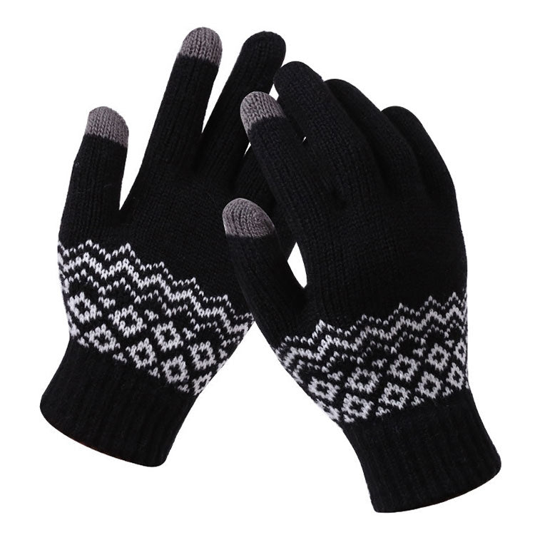 Winter Touch Screen Gloves Women Men Warm Stretch Knit Mittens Imitation Wool Thicken Full Finger Gloves