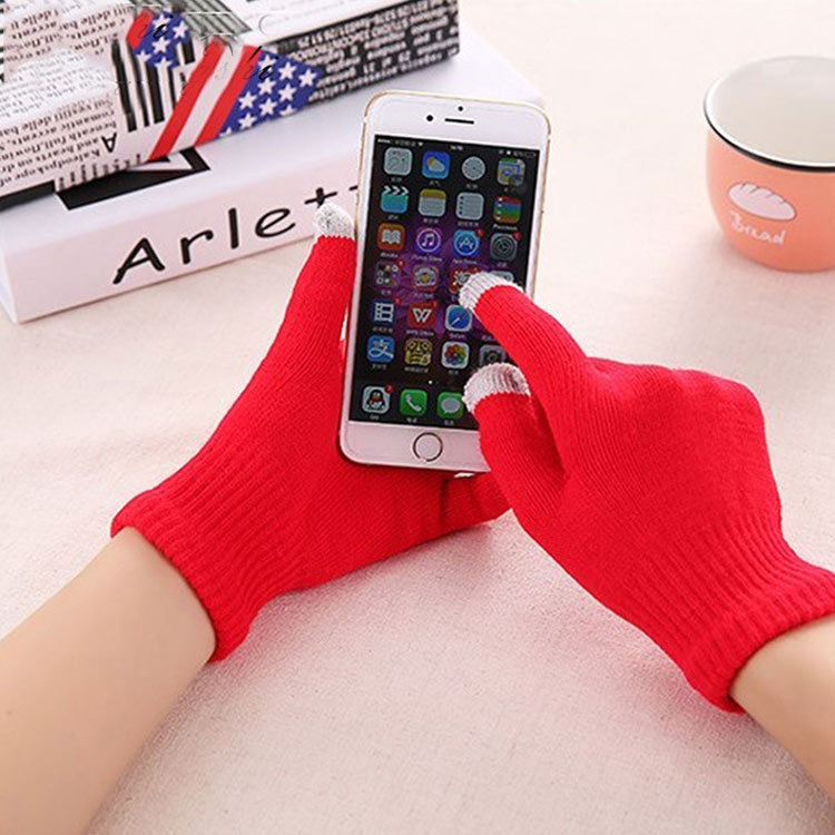 Winter Touch Screen Gloves Women Men Warm Stretch Knit Mittens Imitation Wool Thicken Full Finger Gloves
