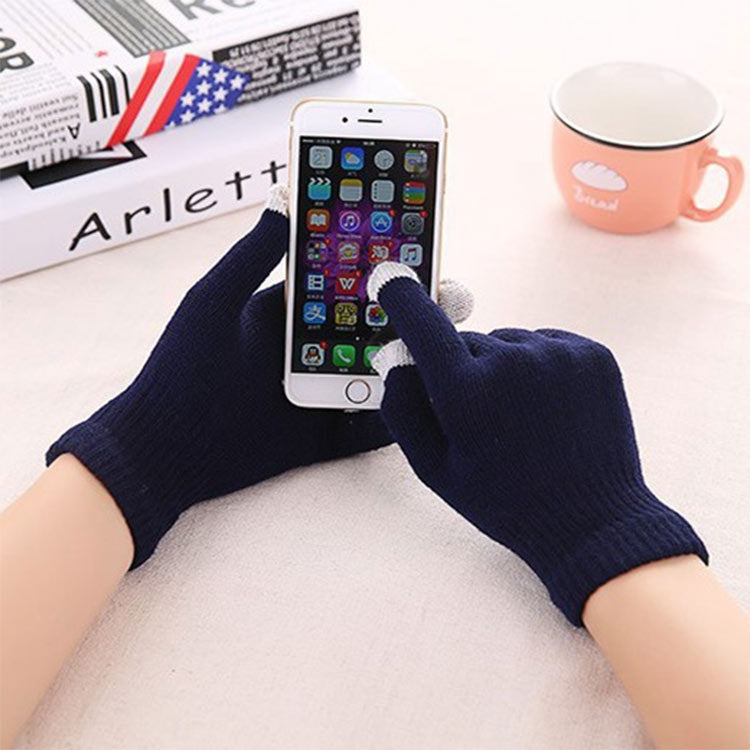Winter Touch Screen Gloves Women Men Warm Stretch Knit Mittens Imitation Wool Thicken Full Finger Gloves