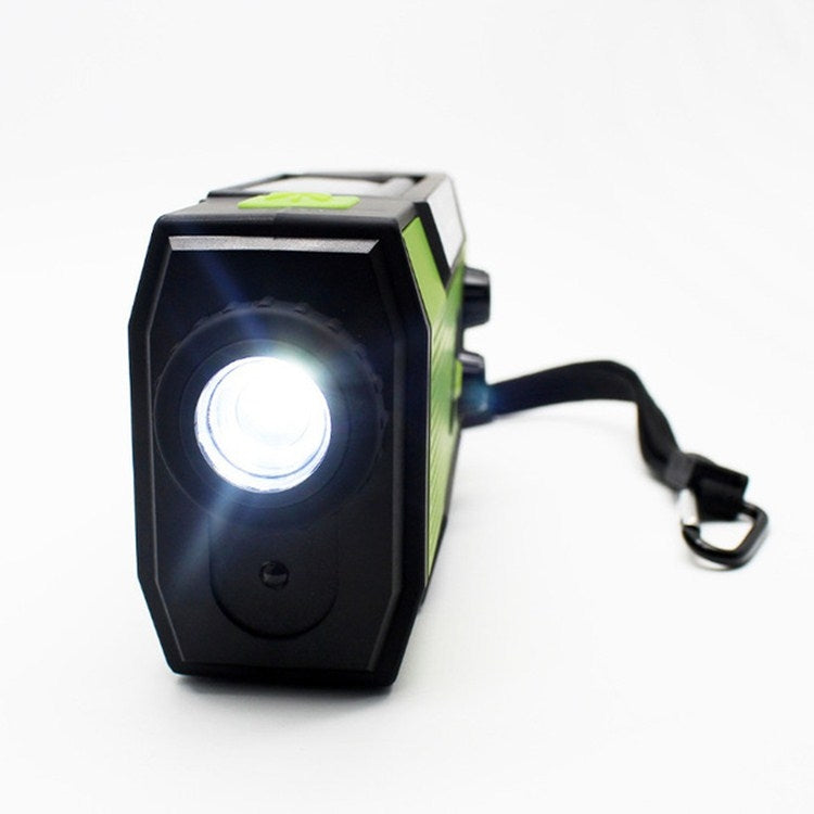 Multifunctional Hand Crank Solar Power LED Flashlight Full Band FM Radio Desk Lamp Alarm