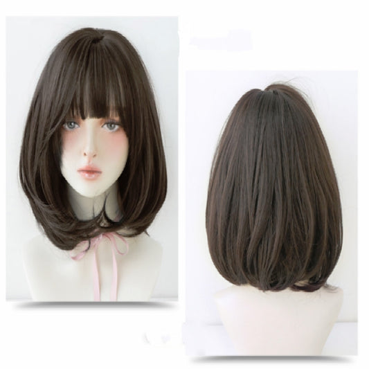 Female Short Hair With Bangs Wig Suitable For Round Face Shoulder Buckle Hair
