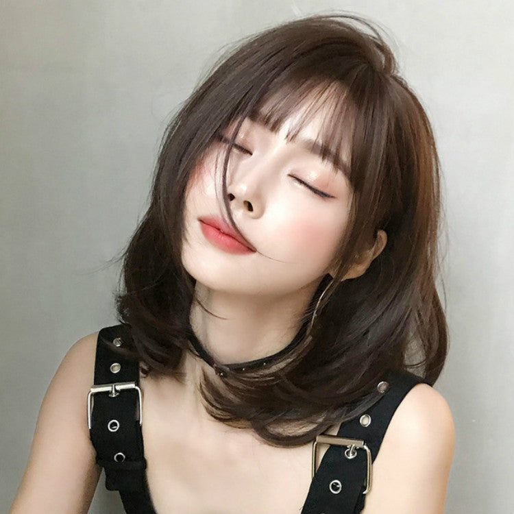 Female Short Hair With Bangs Wig Suitable For Round Face Shoulder Buckle Hair