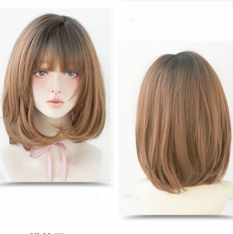 Female Short Hair With Bangs Wig Suitable For Round Face Shoulder Buckle Hair