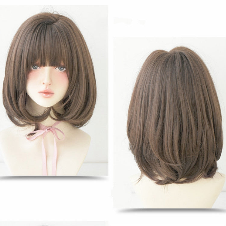 Female Short Hair With Bangs Wig Suitable For Round Face Shoulder Buckle Hair