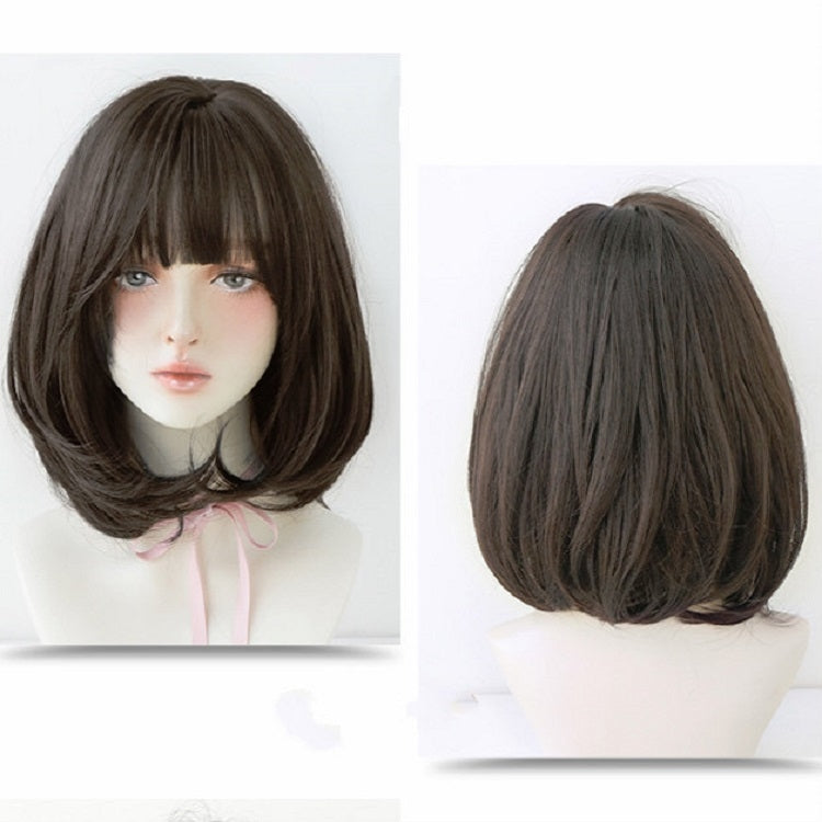 Female Short Hair With Bangs Wig Suitable For Round Face Shoulder Buckle Hair