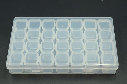 28 Slots Manicure Tool Storage Box Dustproof Independent Compartment Mini Drill Box Jewelry Box PP Pill Box
