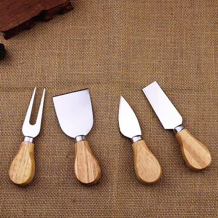 4pcs / Set Stainless Steel Cheese Knife Bamboo Handle Cheese Slicer Wood Handle Cheese Knives Set Cutter