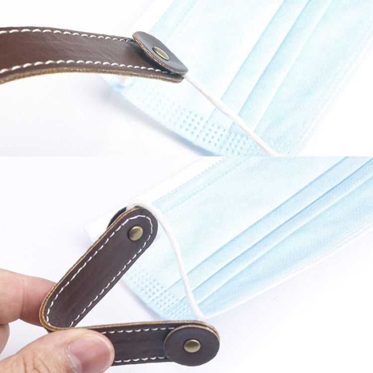 Adjustable Face Mask Ear Band Rope Anti-slip PU Leather Extension Buckle Hood