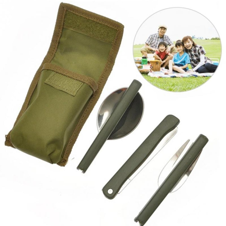 Portable Mini Tableware Set outdoor Tool Folding Cutlery Set with Spoon Fork Knives for Camping Picnic Stainless Steel
