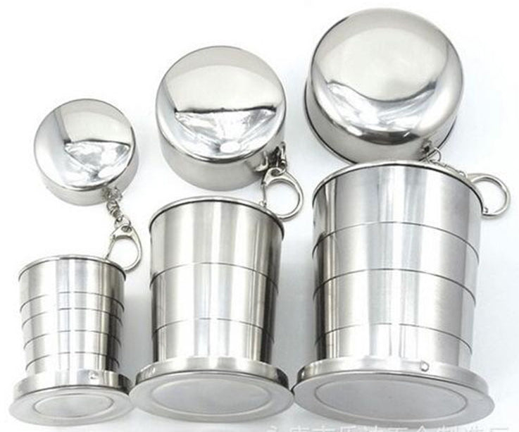 Stainless Steel Camping Folding Cup Traveling Outdoor Camping Hiking Mug Portable Collapsible Cup