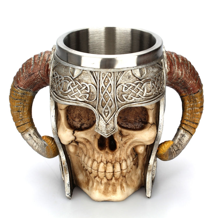Stainless Steel Skull Mug Ram Horned Warrior Beer Coffee Mug Tea Cup Halloween Bar Drinkware Gift