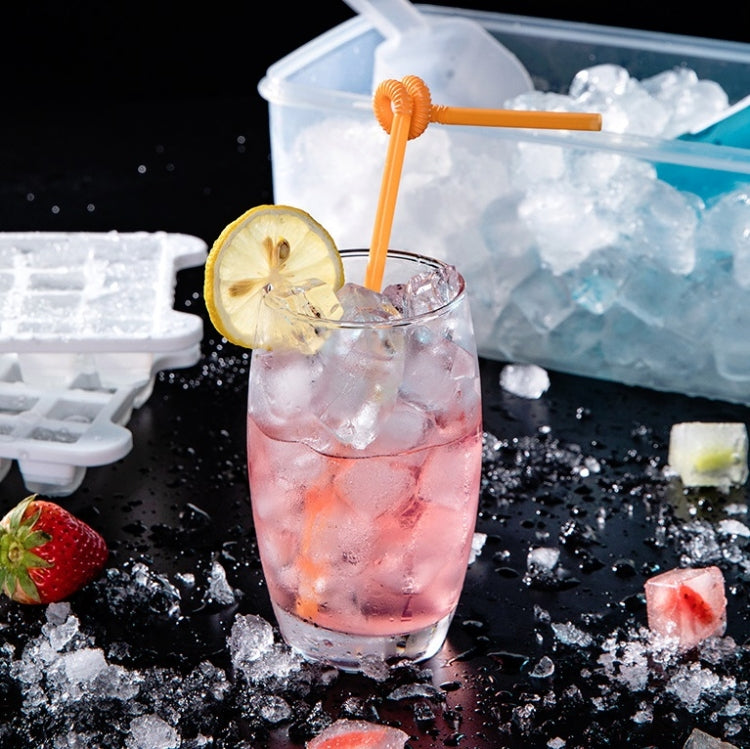 Household Silicone Ice Box With Lid Ice Cube Mold Refrigerator Ice Lattice Quick Freezer Random Color Delivery