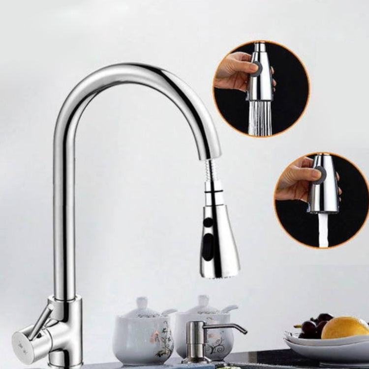 Kitchen Pull-out Faucet Hot And Cold Home 304 Stainless Steel Retractable Rotating Faucet