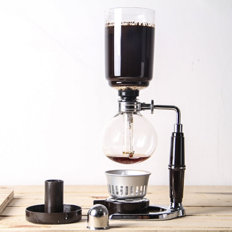 Classic Siphon Coffee Pot Black Handle Glass Syphon Pot for 5 People, Size:37.5x11.3cm
