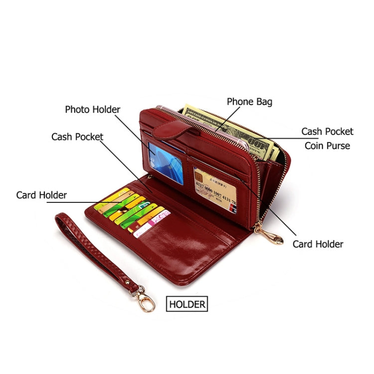 Multifunction Zipper Women Leather Wallet Long Trifold Coin Purse Card Holder Clutch