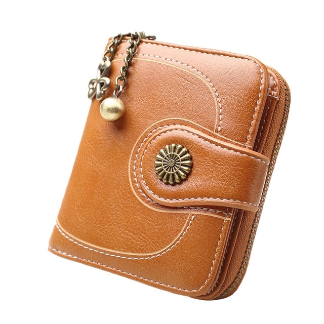 Vintage Button Phone Purses Women Wallets Female Purse Leather Brand Retro Ladies Long Zipper Woman Wallet Card Clutch