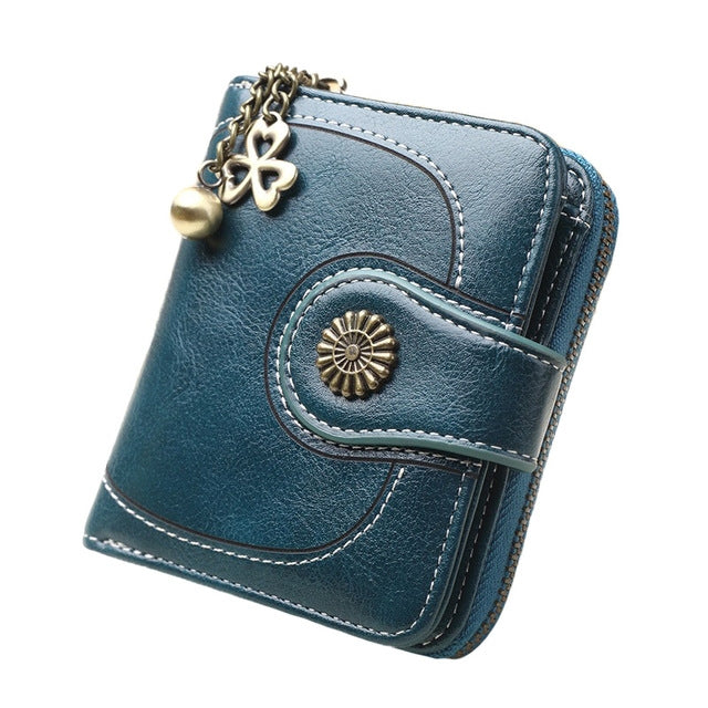 Vintage Button Phone Purses Women Wallets Female Purse Leather Brand Retro Ladies Long Zipper Woman Wallet Card Clutch