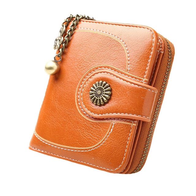 Vintage Button Phone Purses Women Wallets Female Purse Leather Brand Retro Ladies Long Zipper Woman Wallet Card Clutch