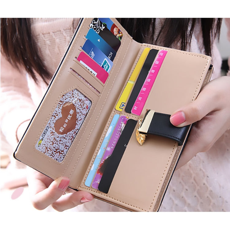 Long Gold Hollow Leaves Coin Purse Card Holders Wallet for Women