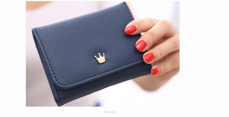 Short Mini Women Wallets Crown Decorated Fold PU Leather Coin Purse Card Holder