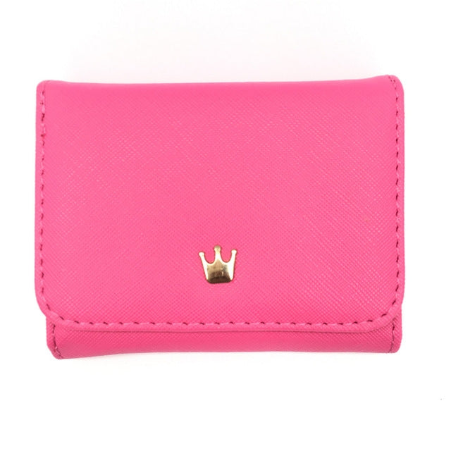 Short Mini Women Wallets Crown Decorated Fold PU Leather Coin Purse Card Holder