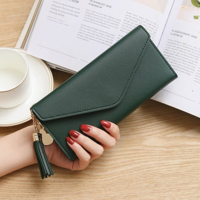 Simple Zipper Purses Long Section Clutch Wallet Soft PU Leather Money Bag