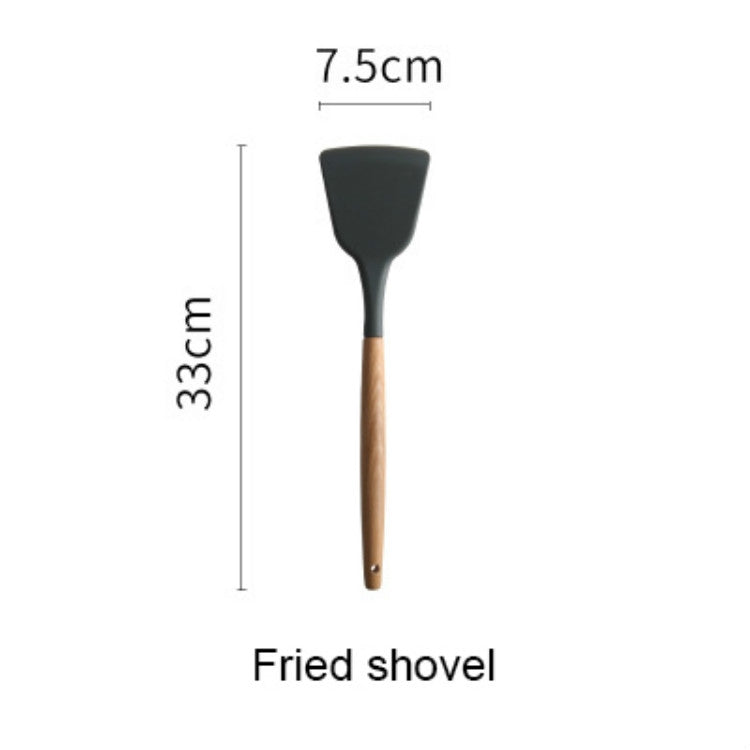 Silicone Wood Handle Spatula Heat-resistant Soup Spoon Non-stick Special Cooking Shovel Kitchen Tools