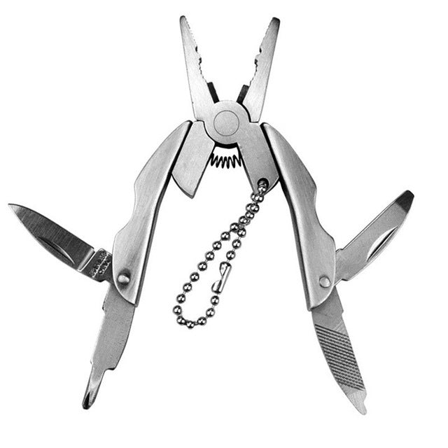 Portable Multifunction Folding Plier Stainless Steel Foldaway Knife Keychain Screwdriver
