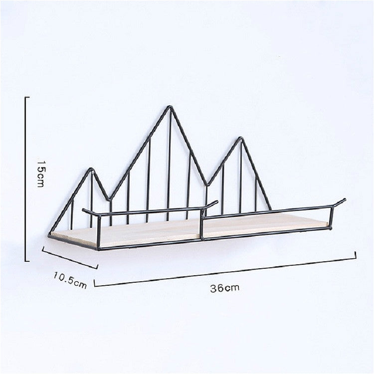 Wrought Iron Wooden Slotted Clapboard Shelf Home Decoration Wall Rack