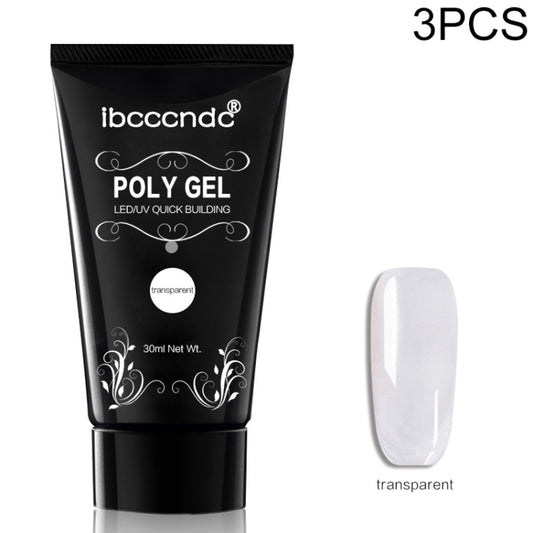 3 PCS Nail Acrylic Poly Gel Pink White Clear Crystal Builder Gel