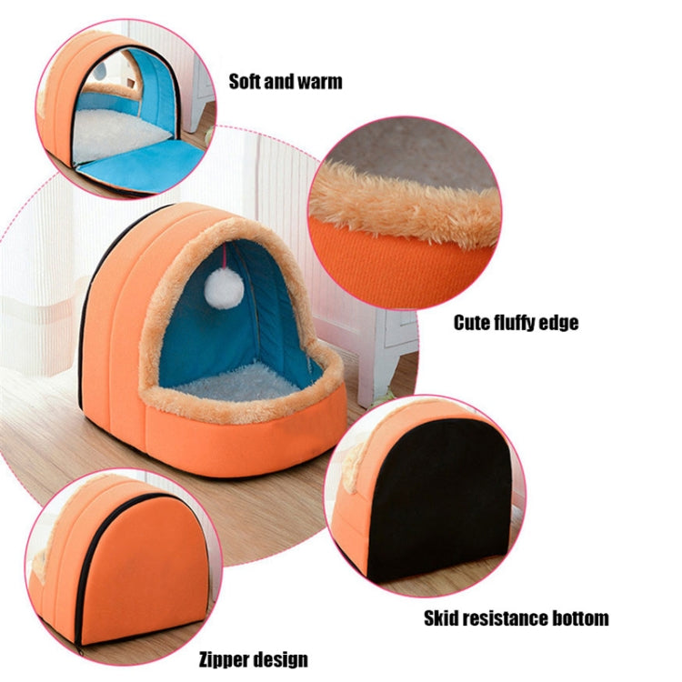Pet Dog Cat  Warm Soft Bed Pet Cushion Dog Kennel Cat Castle Foldable Puppy House with Toy Ball