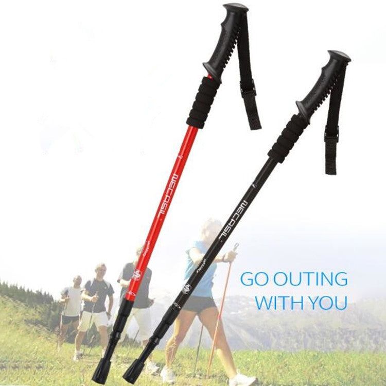 NECASIL Three-section Aluminum Alloy Straight Handle Retractable Trekking Trekking Pole