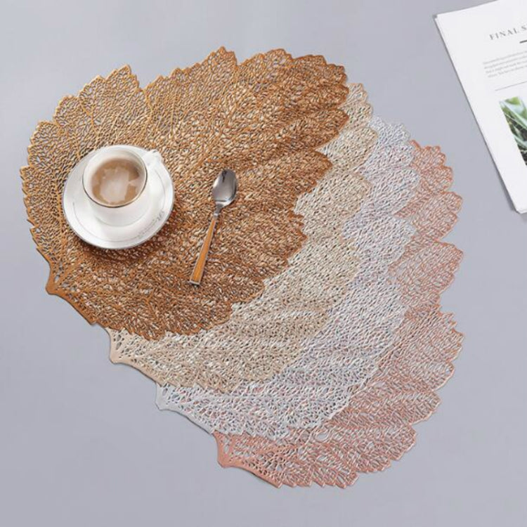 Leaf PVC Heat Resistant Placemat Drink Glass Coaster, Size: 37x47cm