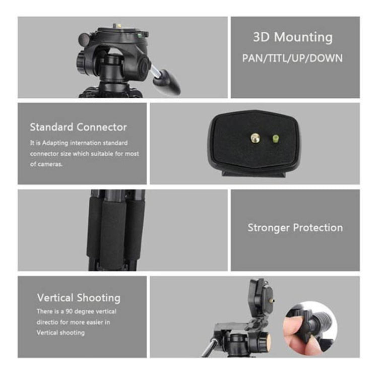 Q111 4-Section Folding Legs Live Broadcast Aluminum Alloy Tripod Mount with Three-dimensional Damping Tripod Heads
