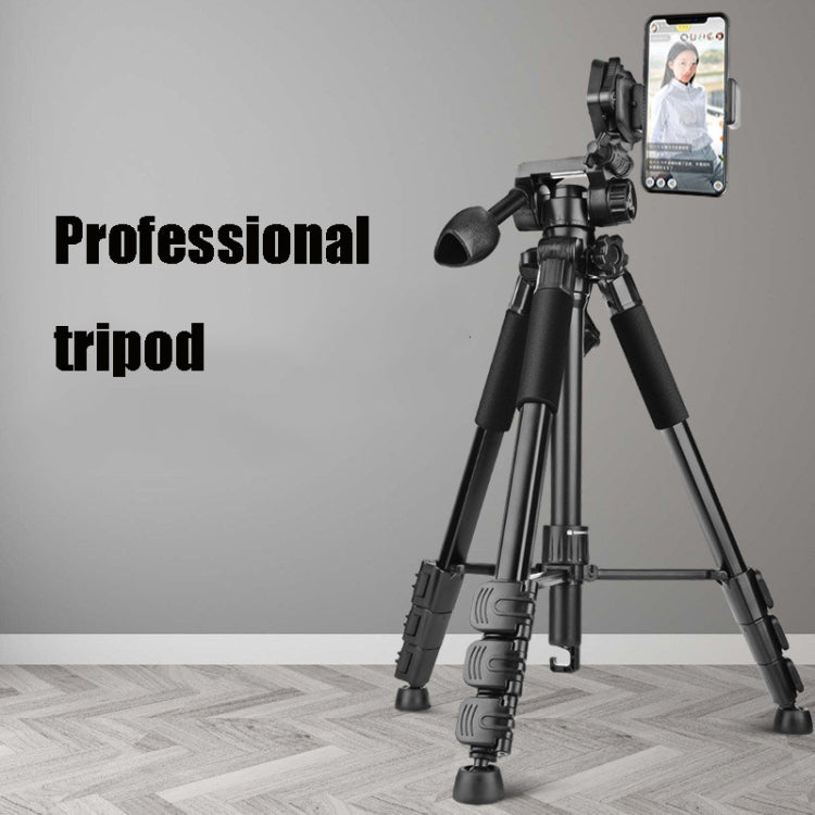 Q111 4-Section Folding Legs Live Broadcast Aluminum Alloy Tripod Mount with Three-dimensional Damping Tripod Heads